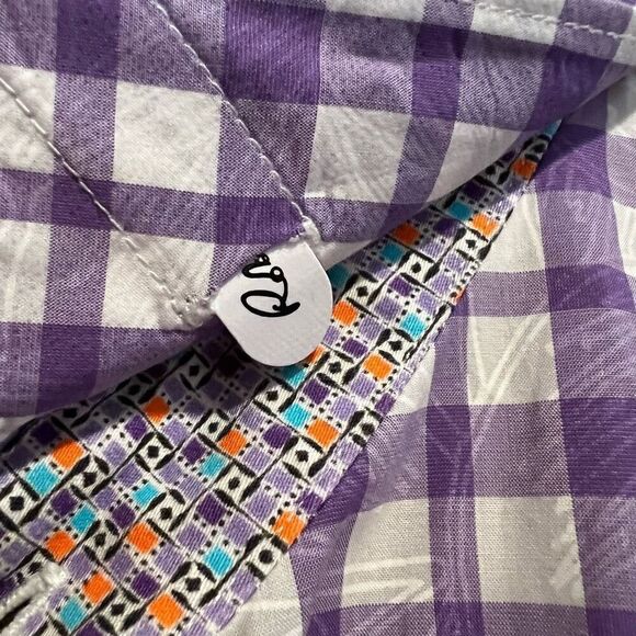 Robert Graham Purple Window Pane Short Sleeve Button Down Shirt Size M - Picture 5 of 10
